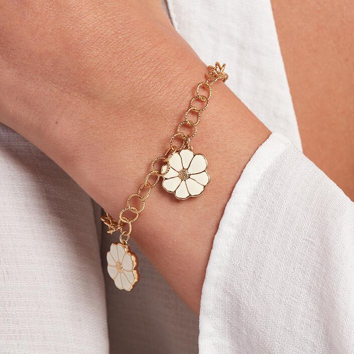 Pulsera de cadena FLORA - Dorado / Blanco - Pulseras  | Agatha