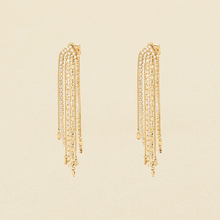 Pendientes largos ISIS - Cristal / Dorado - Pendientes  | Agatha
