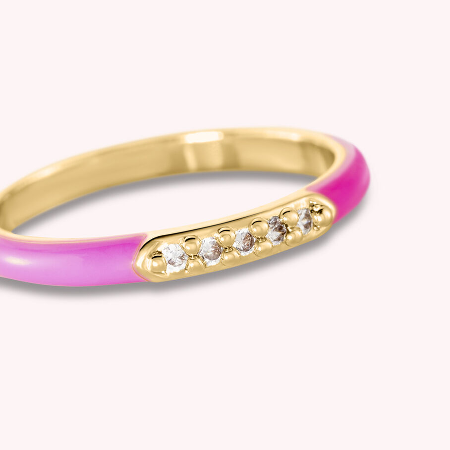 Anillo fino BONHEUR - Rosa / Oro - Anillos  | Agatha