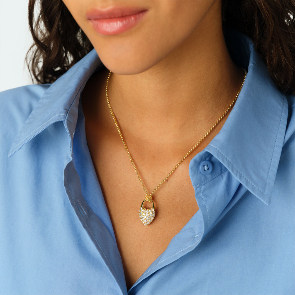 Collar midi VICTOIRE CORAZ&Oacute;N PAV&Eacute; - Cristal / Dorado - Collares  | Agatha