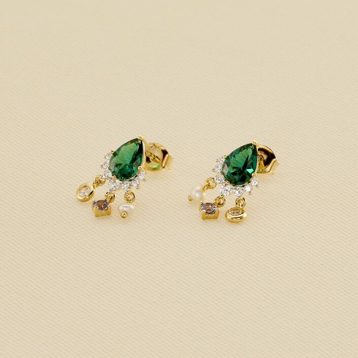 Pendientes largos ASTRE - Verde / Dorado - Pendientes  | Agatha