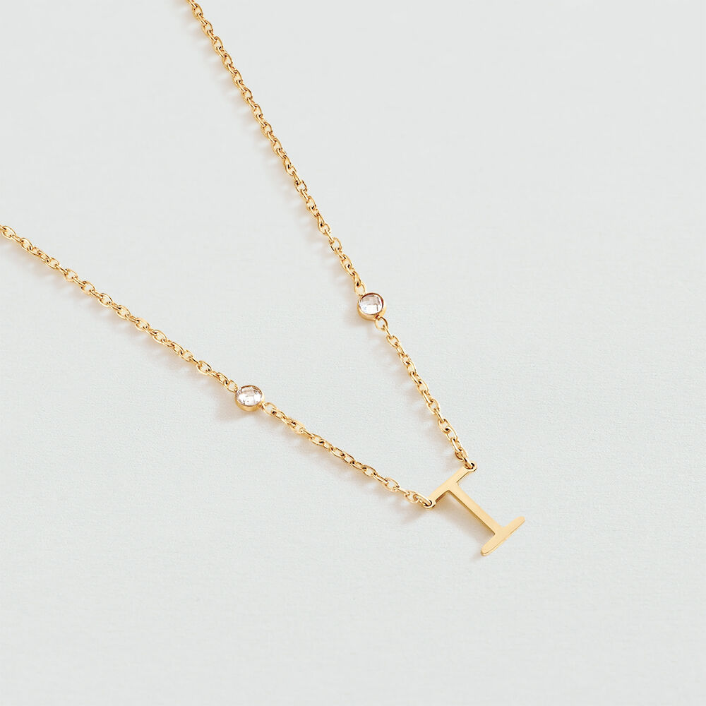 Collar corto LETTRE I - Cristal / Dorado - Collar corto  | Agatha