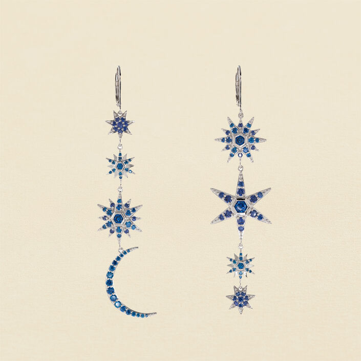 Pendientes largos FARO - Azul / Plata - Pendientes  | Agatha