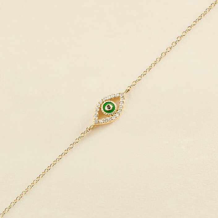 Pulsera de cadena LUCKY EYE - Verde / Dorado - Pulseras  | Agatha