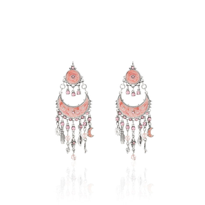 Pendientes largos CAROLINA - Rosa / Plata - Pendientes  | Agatha