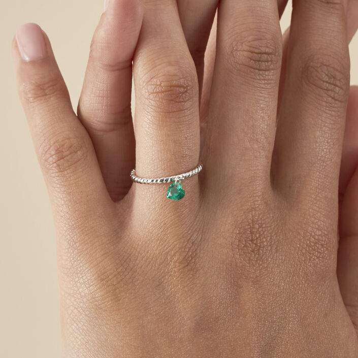 Anillo fino BEGUIN - Verde / Platato - Anillos  | Agatha
