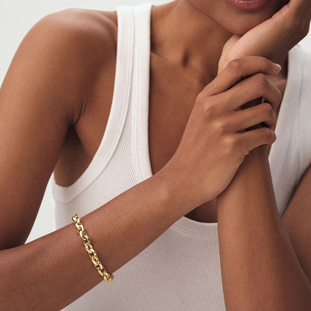 Pulsera de cadena ESLAB&Oacute;N MARTILLADO - Dorado - Pulsera de cadena  | Agatha