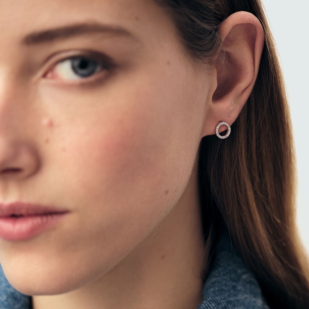 Pendientes cortos RONDOU - Cristal / Plateado - Pendientes cortos  | Agatha