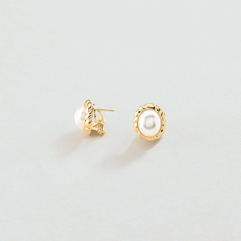 Pendientes largos N-13 - Perla / Oro - Pendientes de fantasía  | Agatha