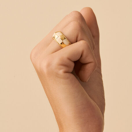 Anillo ancho BRIGITTE - Marfil / Oro - Anillos  | Agatha