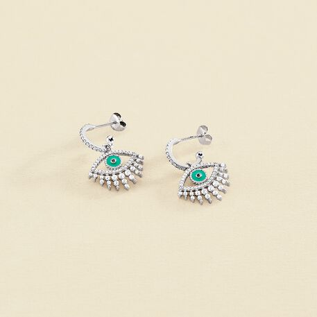 Criollas LUCKY EYE - Turquesa / Plata - Pendientes  | Agatha