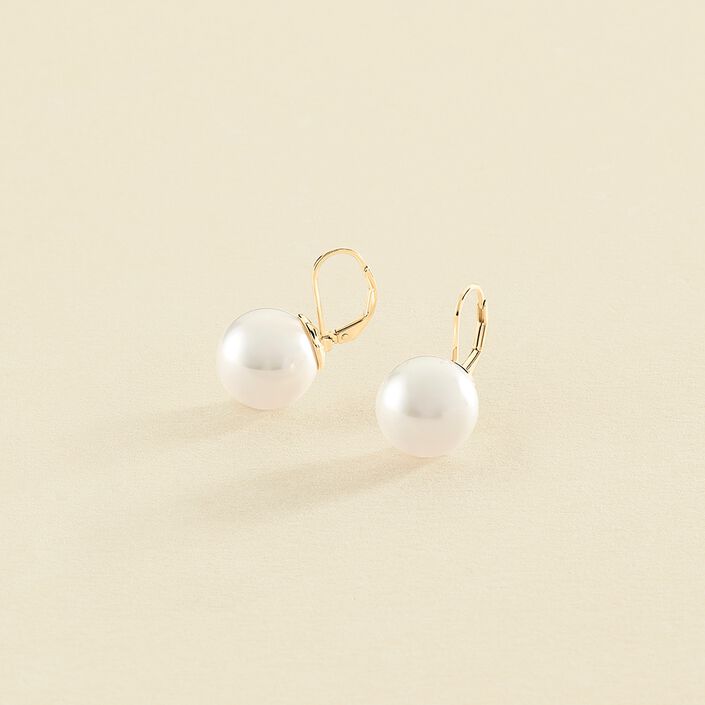 Pendientes largos PEARLY - Perla / Oro - Pendientes  | Agatha