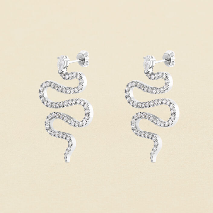 Pendientes largos SNAKY - Cristal / Plateado - Pendientes  | Agatha