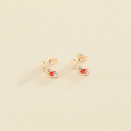 Pendientes cortos MINI DAGA - Rojo / Oro - Pendientes  | Agatha
