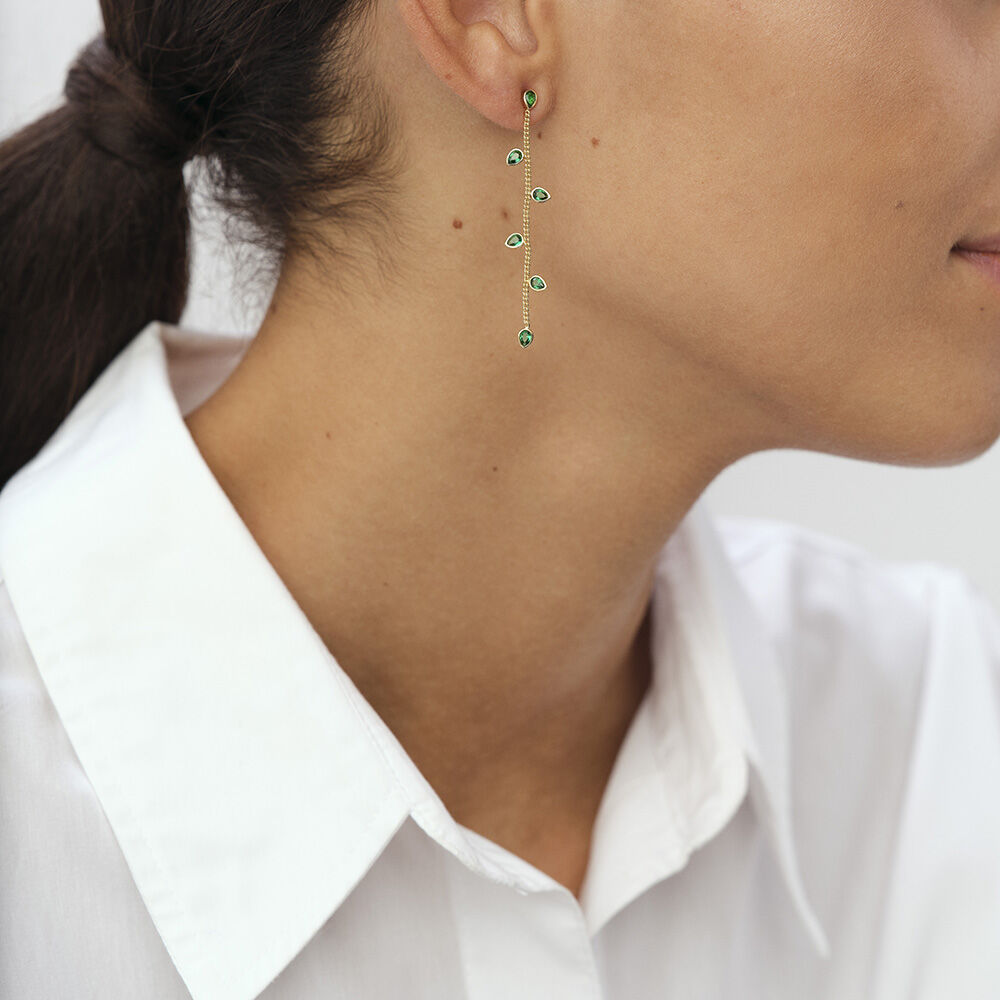 Pendientes largos NEITH - Verde / Dorado - Pendientes de fantasía  | Agatha