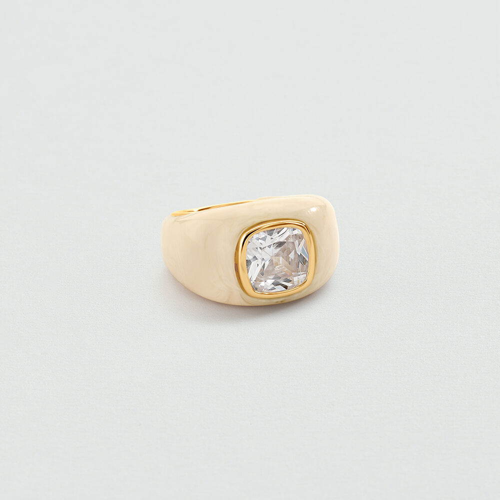 Anillo ancho VICTOIRE - Marfil / Oro - Anillo ancho  | Agatha