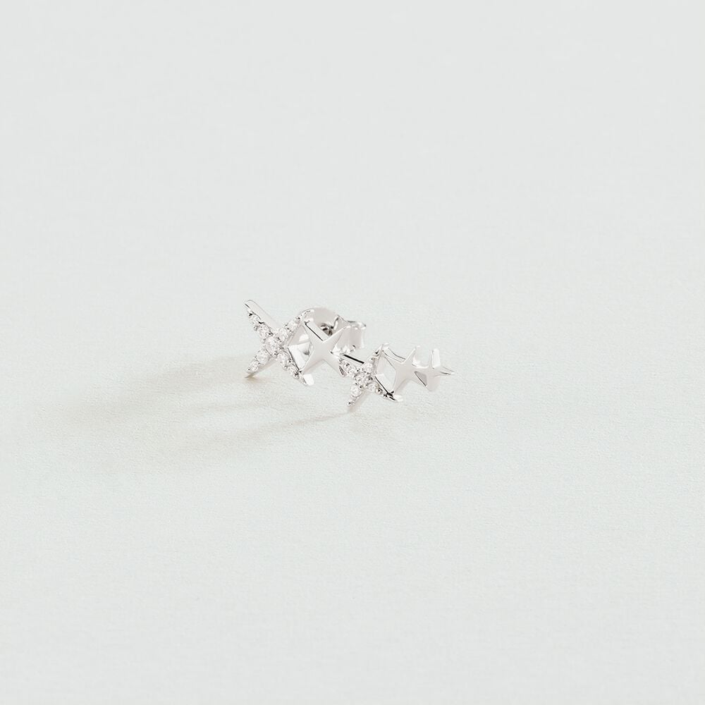 Pendiente corto individual ESTRELLAS MIX & MATCH - Cristal / Plateado - Piercings  | Agatha