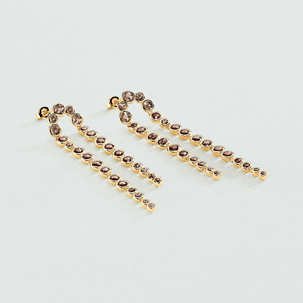 Pendientes largos ADAMAS - Gris / Oro - Pendientes de fantasía  | Agatha