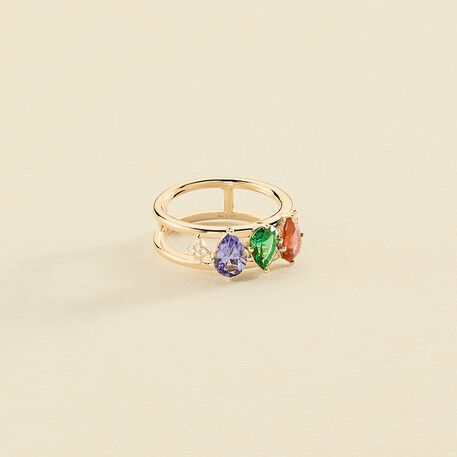 Anillo ancho ASTRE - Multicolor / Oro - Anillos  | Agatha