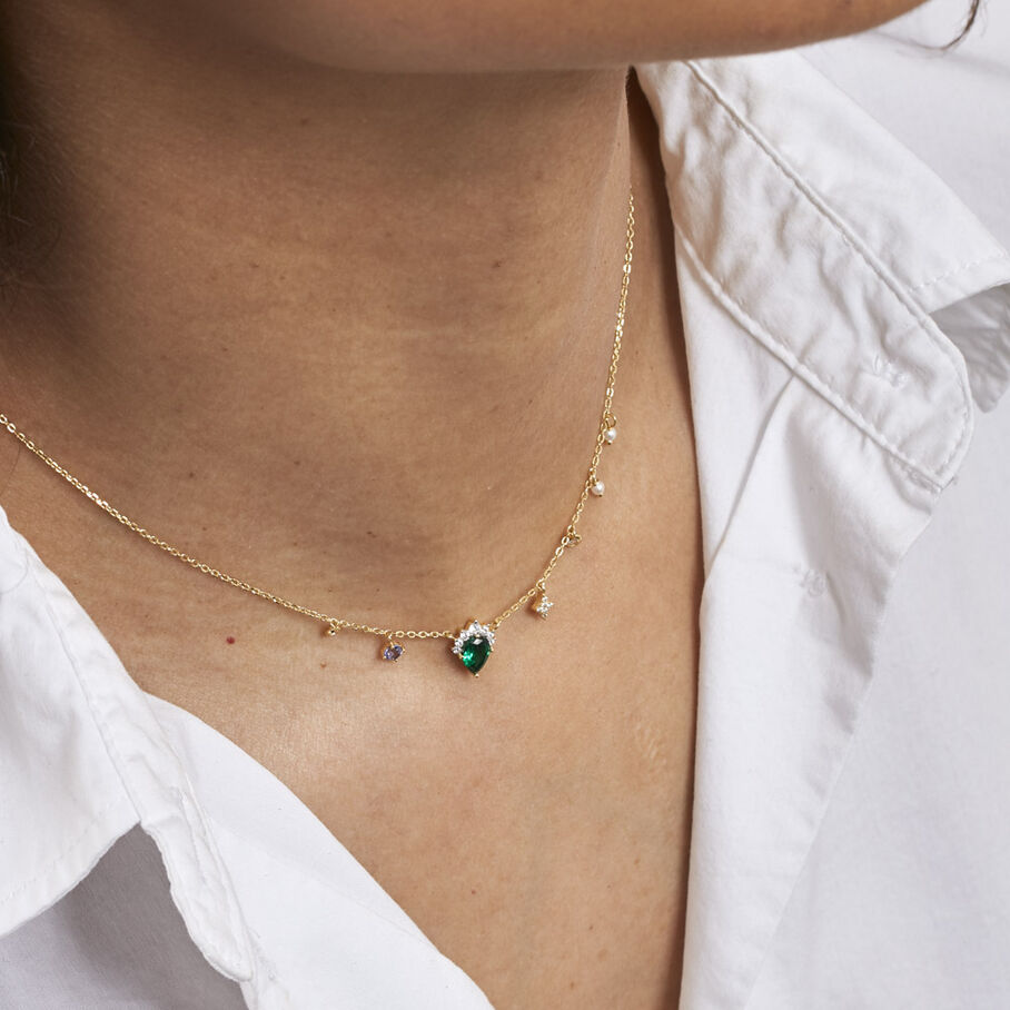 Collar corto ASTRE - Verde / Oro - Collares  | Agatha