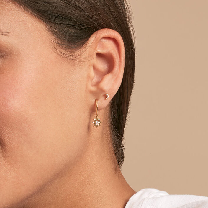 Piercing criolla BIG STAR - Cristal / Dorado - Piercings  | Agatha
