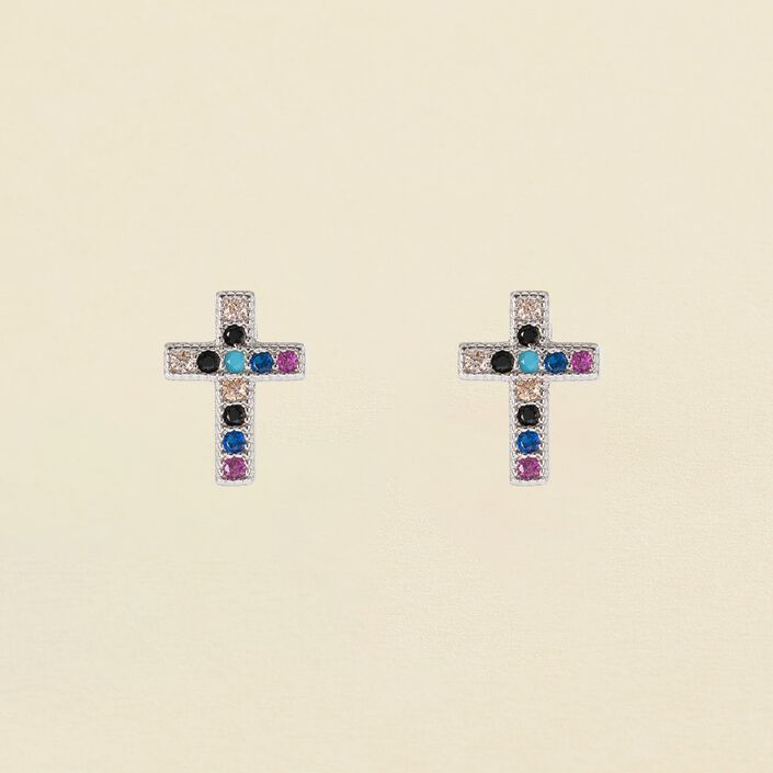 Pendientes cortos COLCRUZ - Multicolor / Plata - Pendientes  | Agatha