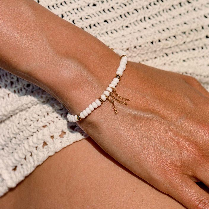 Pulsera de cadena RODEO - Blanco / Oro - Pulseras  | Agatha