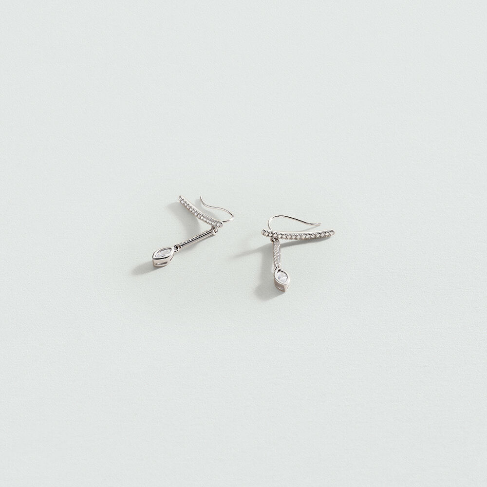 Pendientes largos CARLOTA - Cristal / Plateado - Pendientes largos  | Agatha