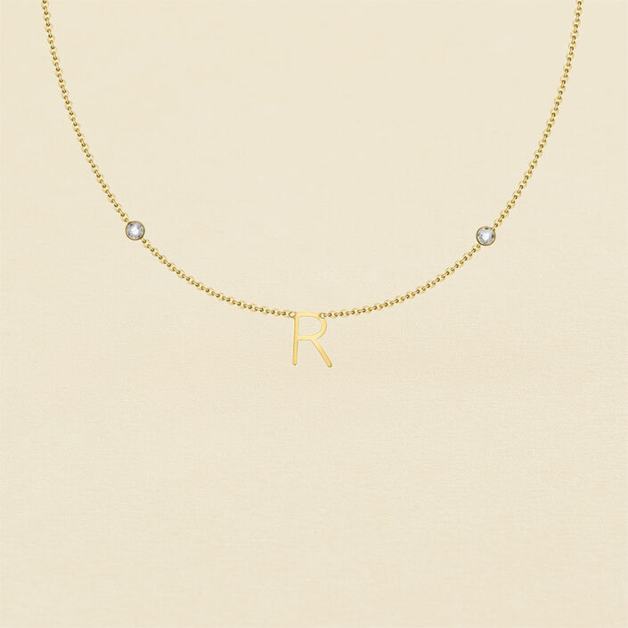 Collar corto LETTRE R - Cristal / Dorado - Collares  | Agatha