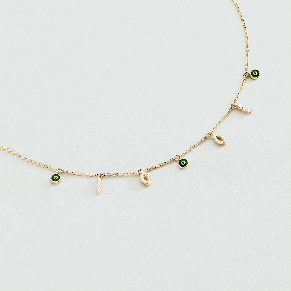 Collar corto LUCKY EYE - Verde / Dorado - Collar corto  | Agatha