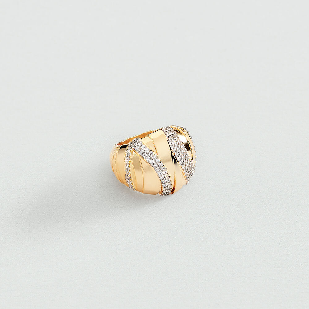 Anillo ancho BE - Cristal / Dorado - Anillo ancho  | Agatha