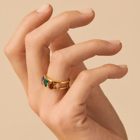 Anillo ancho ASTRE - Multicolor / Oro - Anillos  | Agatha