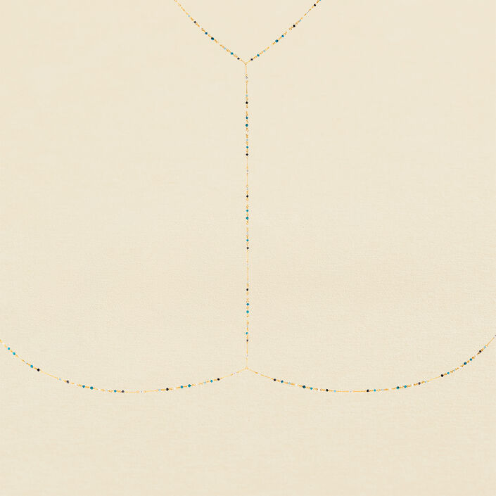 Collar largo SEDUCTION - Azul / Oro - Collares  | Agatha