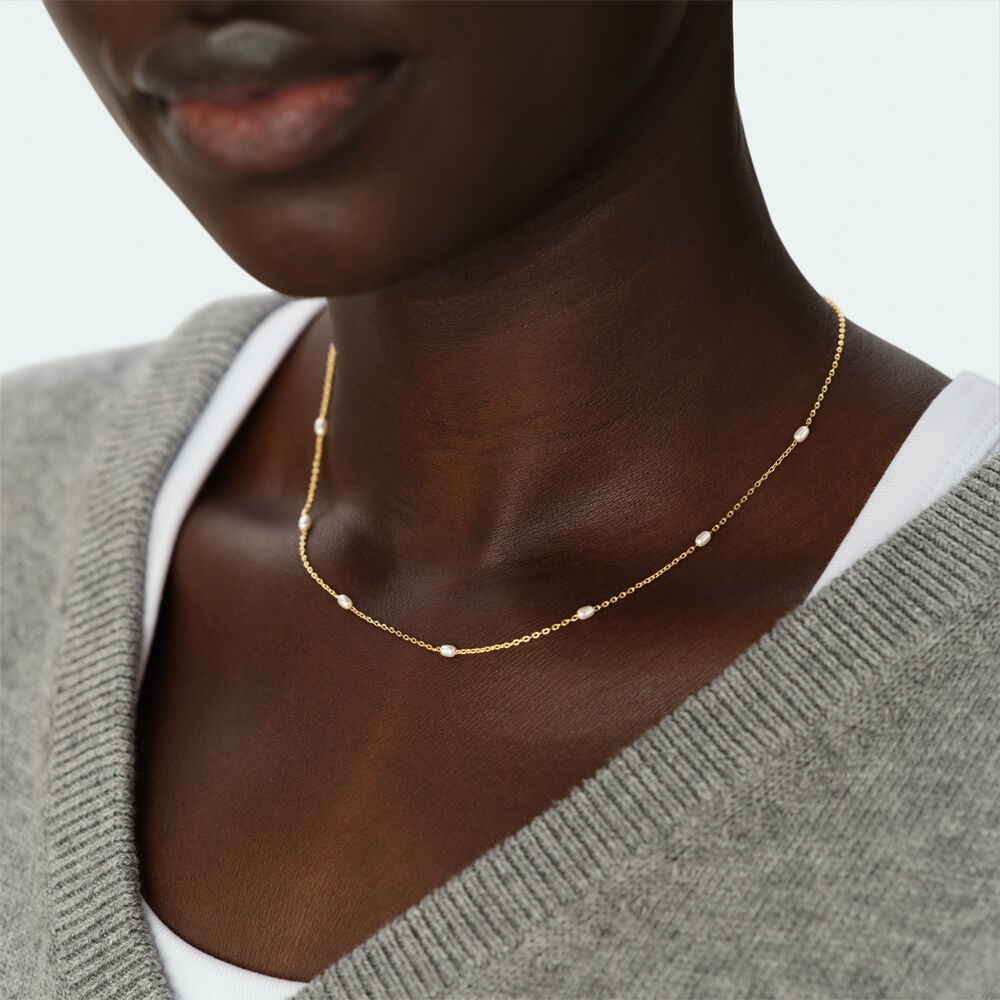 Collar corto JASMIN - Dorado / Blanco - Collar corto  | Agatha