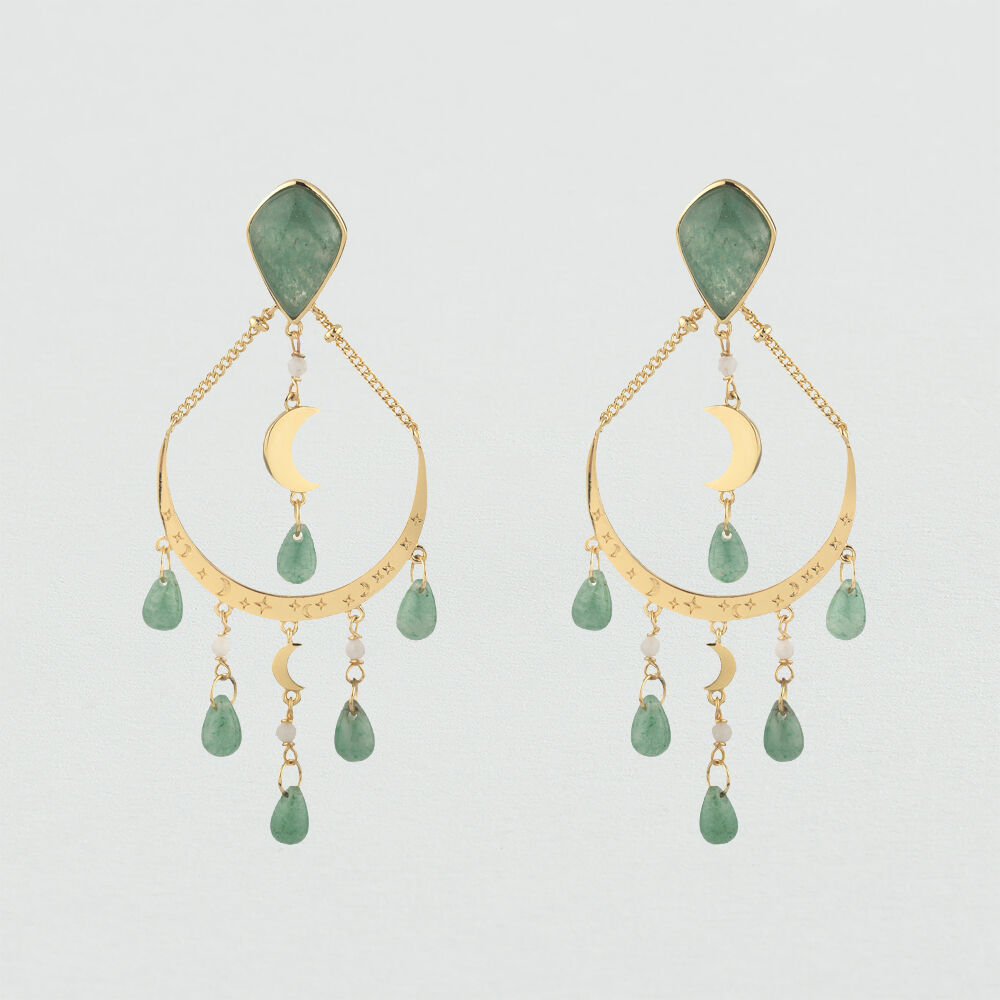 Pendientes largos MOONLIGHT - Aventurine - Pendientes largos  | Agatha