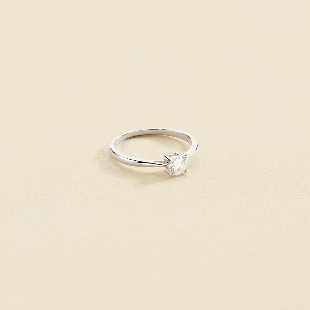 Anillo fino SOLITARI - Cristal / Plateado - Anillos  | Agatha