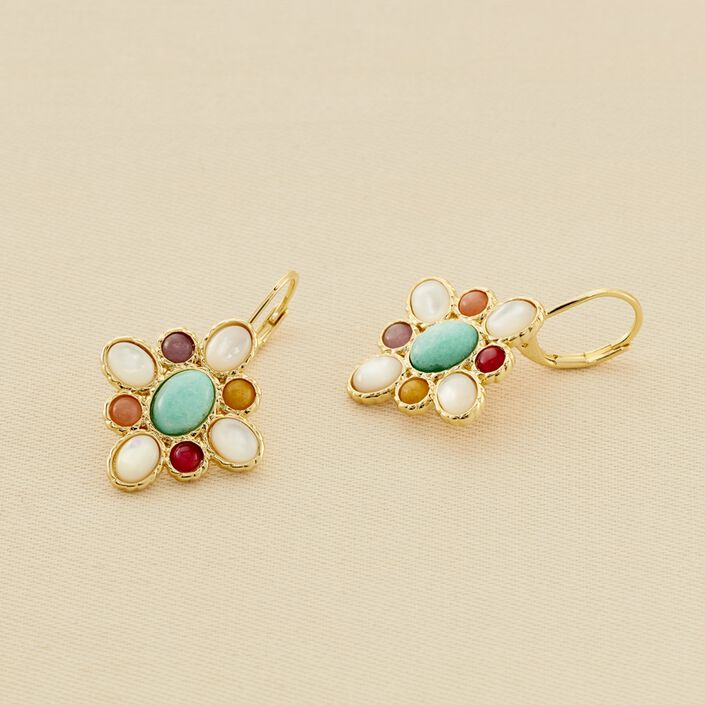 Pendientes largos ARLEQUIN - Multicolor / Oro - Pendientes  | Agatha
