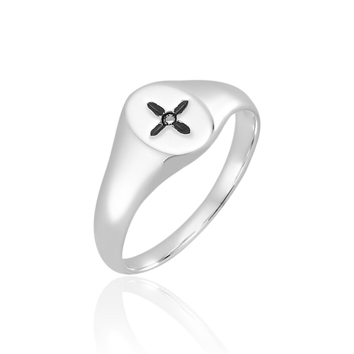 Anillo fino SIGNET - Cristal / Plateado - Anillos  | Agatha