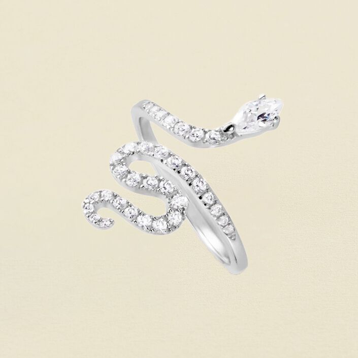 Anillo ancho SNAKY - Cristal / Plateado - Anillos  | Agatha