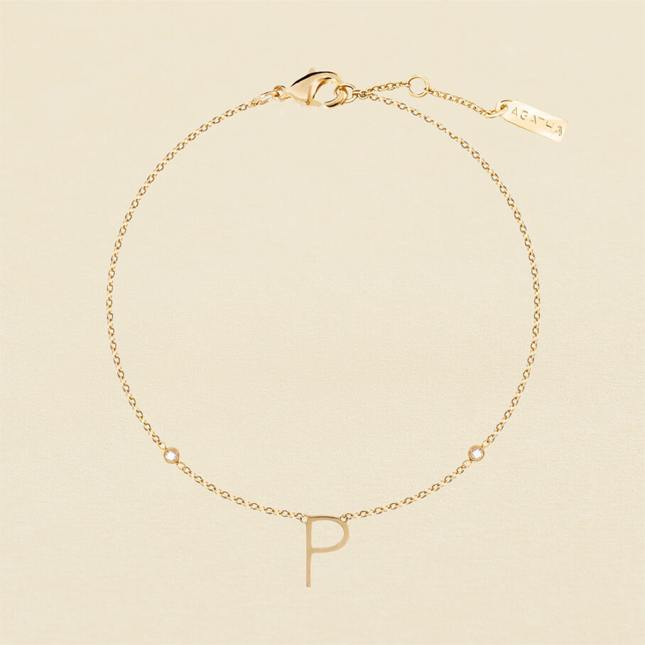 Pulsera de cadena LETTRE P - Cristal / Oro - Pulseras  | Agatha