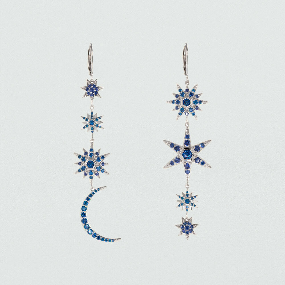 Pendientes largos FARO - Azul / Plata - Pendientes largos  | Agatha
