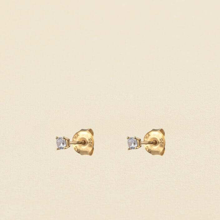 Pendientes cortos SOLITARIO - Cristal / Dorado - Pendientes  | Agatha