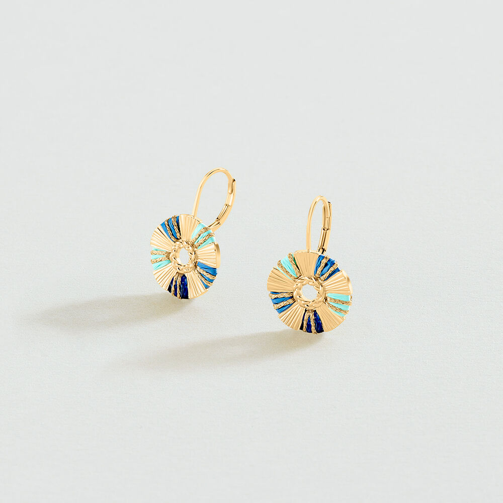 Pendientes largos RAFIA - Azul / Oro - Pendientes  | Agatha