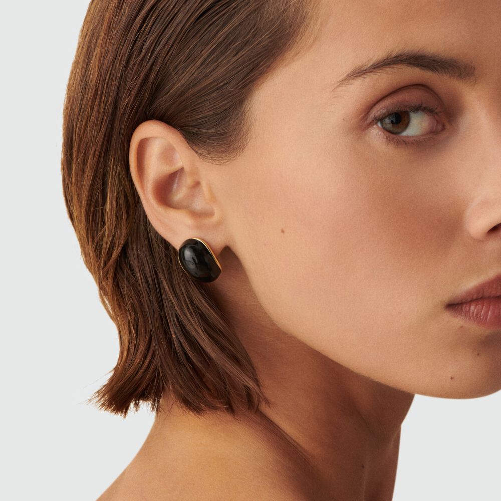 Pendientes largos N-13 - Negro / Oro - Pendientes de fantasía  | Agatha
