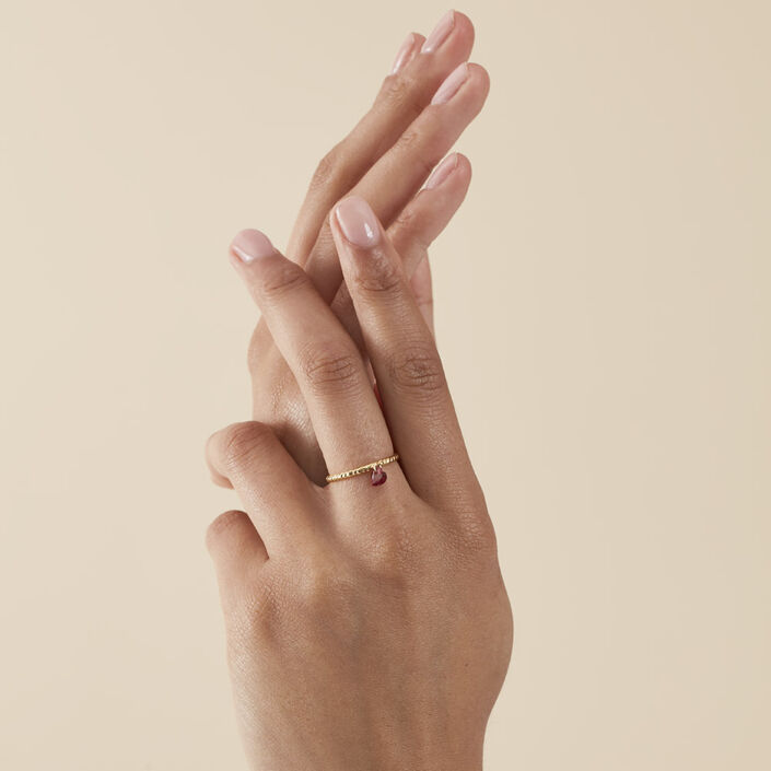 Anillo fino BEGUIN - Rojo / Oro - Anillos  | Agatha