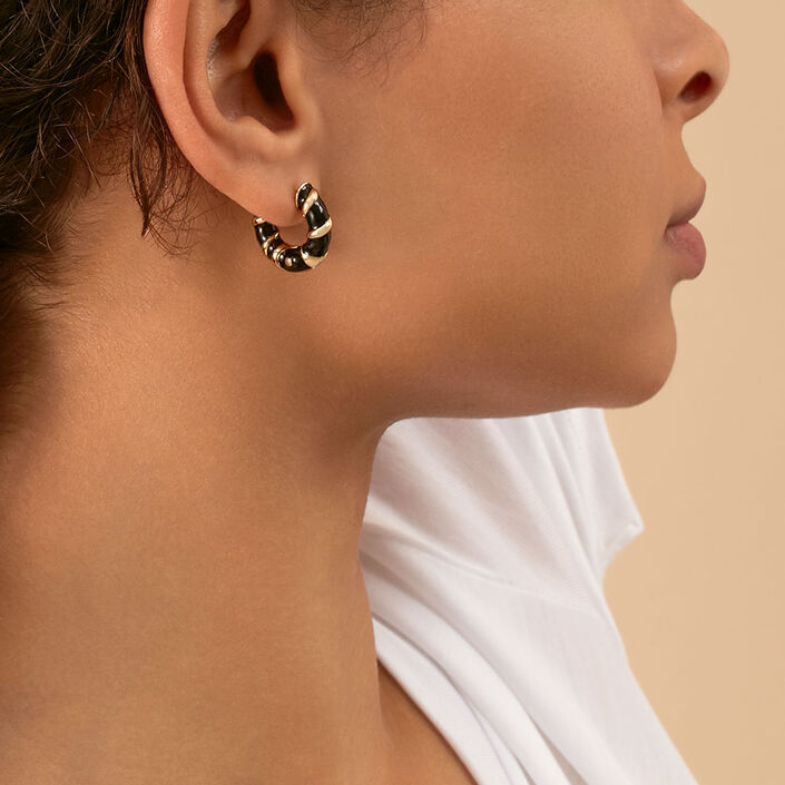 Criollas SESHA - Negro / Oro - Pendientes  | Agatha
