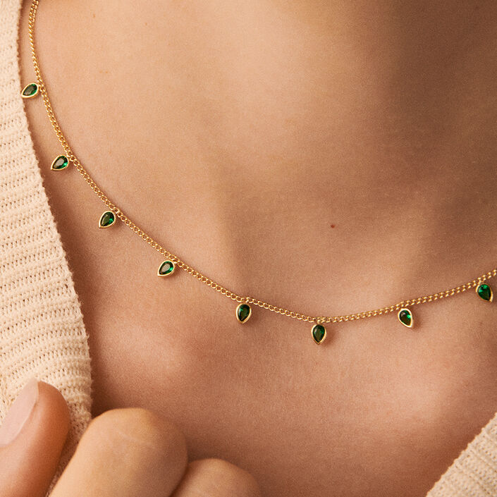 Collar corto NEITH - Verde / Oro - Collares  | Agatha