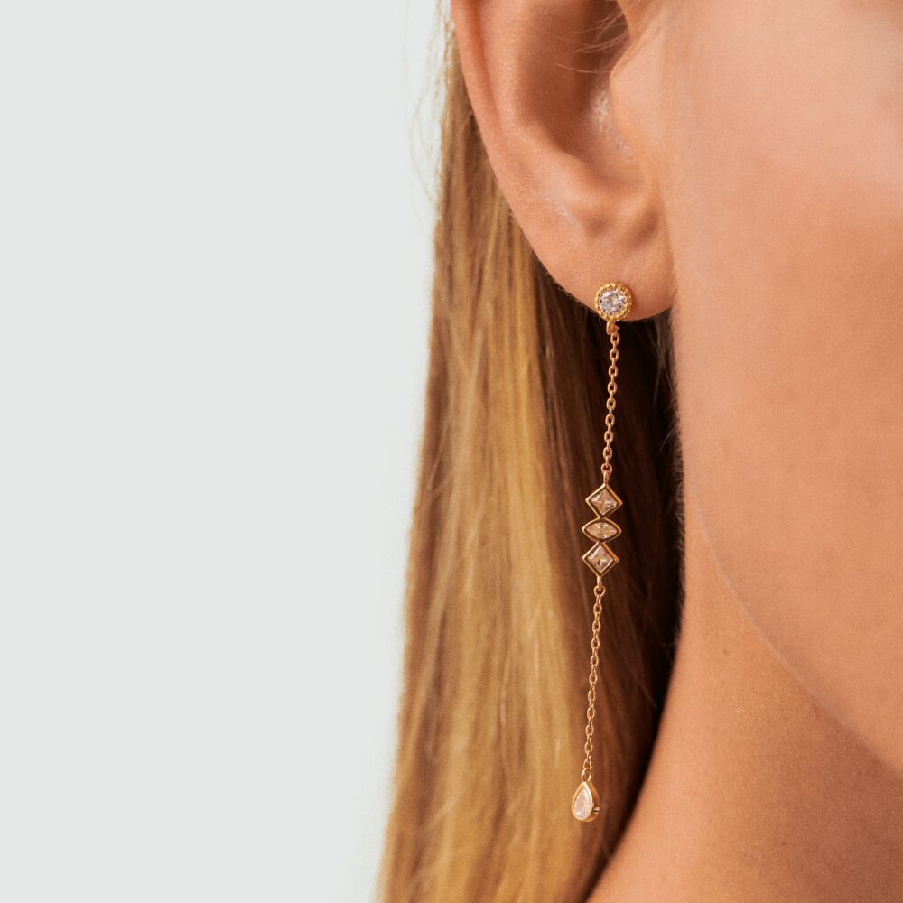 Pendientes largos VERTICE - Cristal / Dorado - Pendientes de fantasía  | Agatha