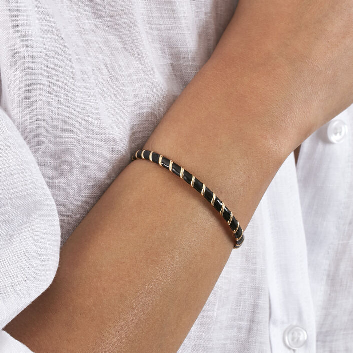 Pulsera rígida SESHA - Negro / Oro - Pulseras  | Agatha