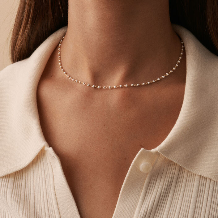 Collar corto SMARTY - Blanco / Oro - Collares  | Agatha